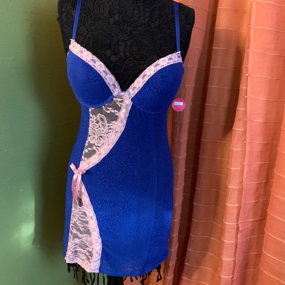 Lingerie-Nature’s intimates sheer lingerie,blue/pink, 36b - Picture 2 of 16
